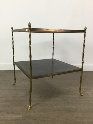 Lot 846 - A PAIR OF BRASS TWO TIER ETAGERES