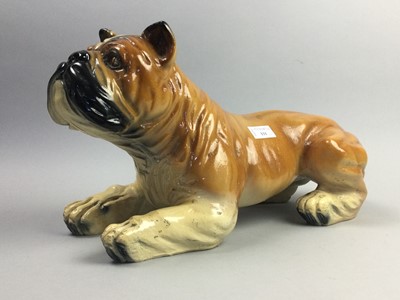 Lot 331 - A LARGE CERAMIC FIGURE OF A BULLDOG WITH OTHER ANIMAL FIGURES