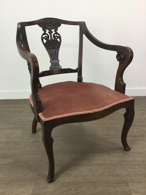 Lot 352 - AN EDWARDIAN CARVED ARCMCHAIR AND ONE OTHER