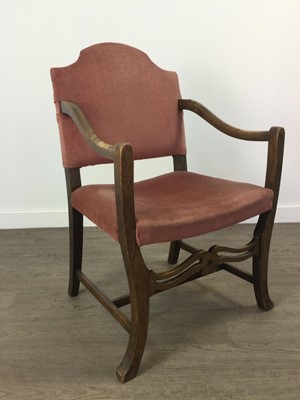 Lot 352 - AN EDWARDIAN CARVED ARCMCHAIR AND ONE OTHER