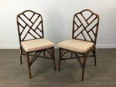 Lot 868 - A SET OF EIGHT CHINESE CHIPPENDALE STYLE BAMBOO COCKPEN CHAIRS