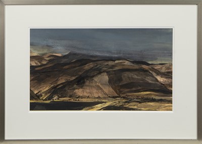 Lot 375 - ABOVE LOCH TAY, A WATERCOLOUR BY TOM SHANKS