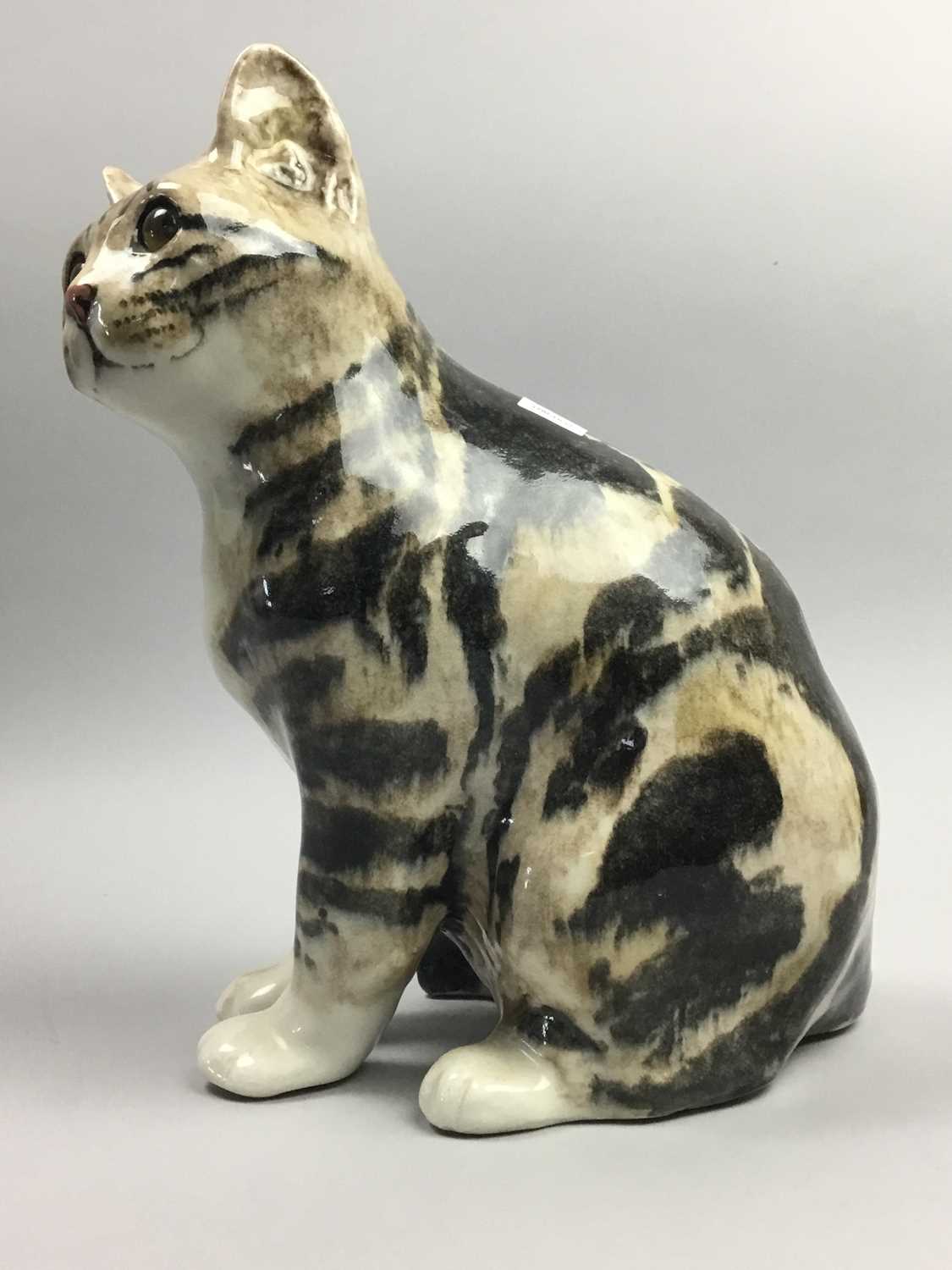 Lot 403 - A BESWICK FIGURE OF A CAT AND THREE OTHER CAT FIGURES