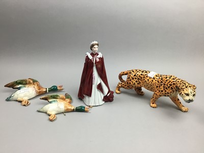 Lot 401 - A BESWICK FIGURE OF A LEOPARD AND OTHER FIGURES