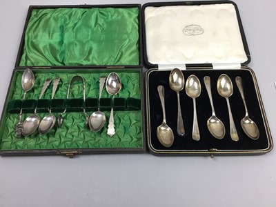 Lot 430 - A SET OF SIX SILVER GILT AND ENAMELLED COFFEE SPOONS AND OTHERS