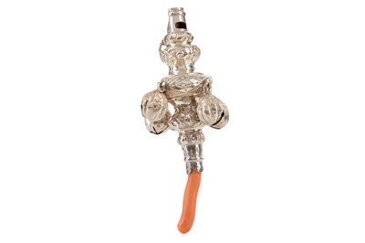Lot 45 - A VICTORIAN SILVER AND CORAL HANDLED RATTLE