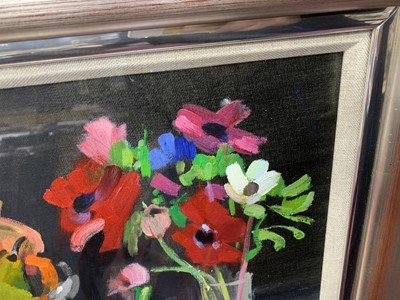 Lot 226 - ANEMONES AND FRUIT, AN OIL BY JOHN CUNNINGHAM