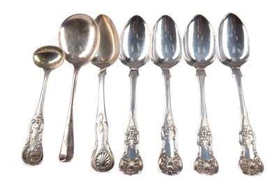 Lot 29 - A PAIR OF VICTORIAN SILVER TABLE SPOONS, ALONG WITH FURTHER SILVER SPOONS