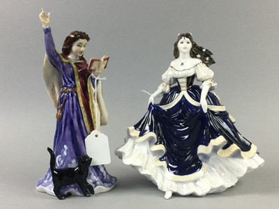 Lot 129 - A LOT OF TWO ROYAL DOULTON FIGURES AND A COALPORT FIGURE