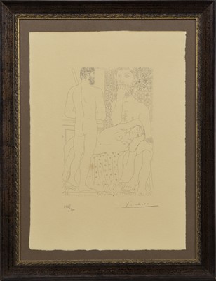 Lot 310 - SCULPTOR, RECUMBENT MODEL, AND SELF PORTRAIT SCULPTURE AS HERCULES, AN ETCHING BY PABLO PICASSO