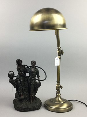 Lot 60 - A LOT OF THREE REPRODUCTION BRONZE EFFECT TABLE LAMPS AND ANOTHER LAMP
