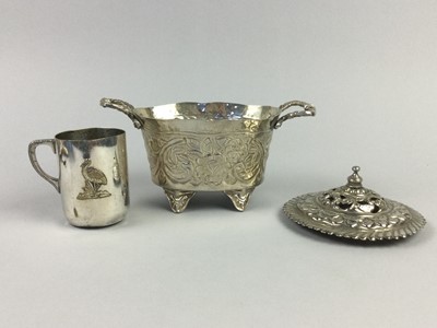 Lot 116 - A CONTINENTAL SILVER BACKED HANDMIRROR AND OTHER ITEMS