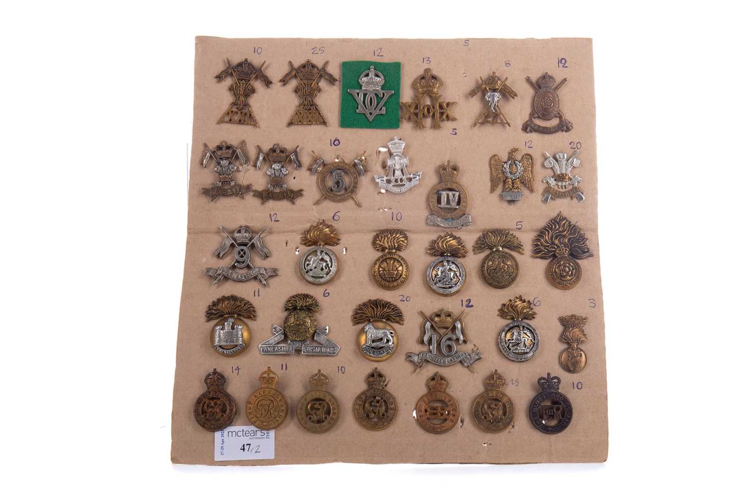 Lot 47 - LANCERS AND FUSILIERS CAP BADGES