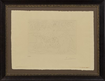 Lot 383 - BULLFIGHT : WOUNDED TORERO, AN ETCHING FROM THE VOLLARD SUITE BY PABLO PICASSO