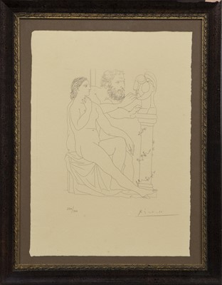 Lot 382 - MODEL AND SCULPTOR WITH HIS SCULPTURE, AN ETCHING FROM THE VOLLARD SUITE BY PABLO PICASSO
