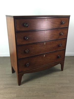 Lot 894 - A 19TH CENTURY MAHOGANY CHEST OF FOUR DRAWERS