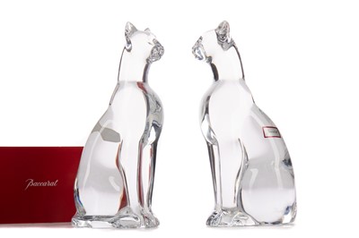 Lot 287 - TWO BACCARAT CRYSTAL FIGURES OF SEATED CATS
