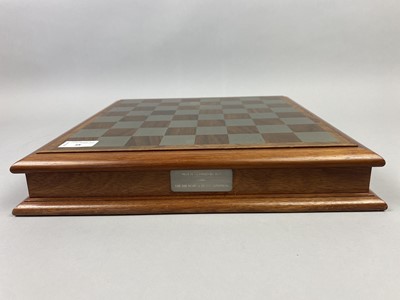 Lot 48 - A WOODEN AND PEWTER CHESS BOARD