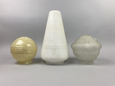 Lot 59 - A LOT OF FIVE ART DECO AND LATER GLASS LAMPSHADES