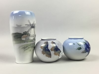 Lot 198 - A ROYAL COPENHAGEN VASE AND THREE OTHERS