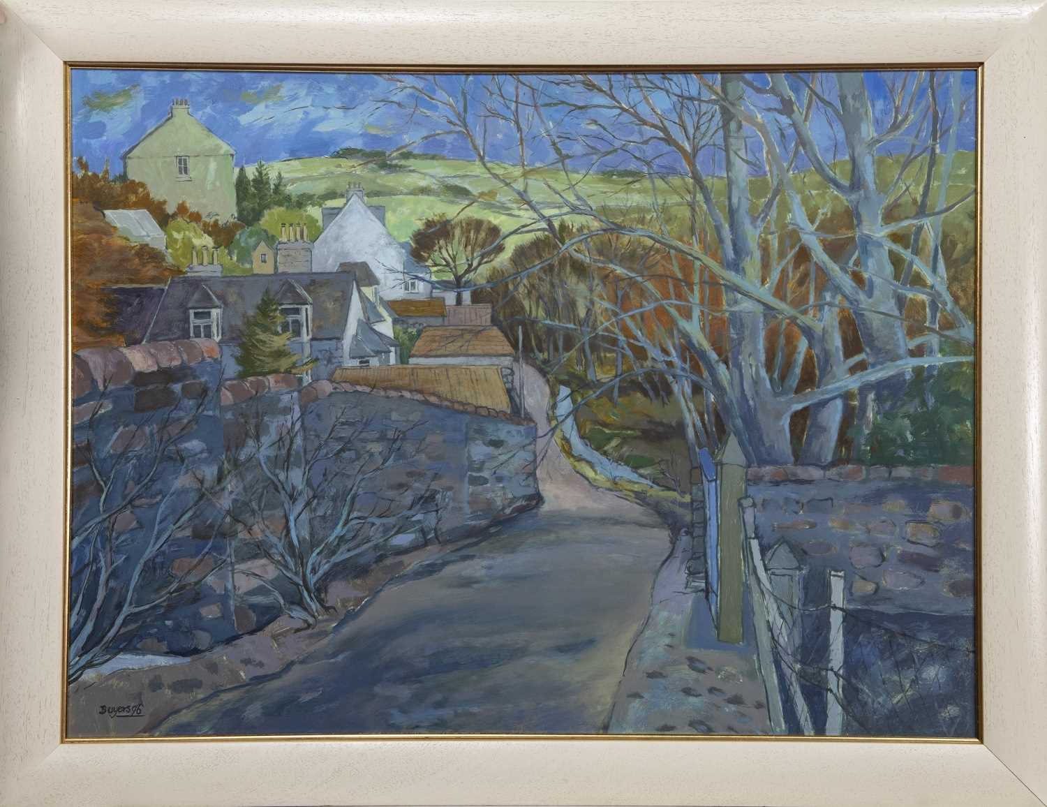 Lot 1 - FROSTY MORNING, COUNTRY VILLAGE, AN OIL BY DONALD MORRISON BUYERS