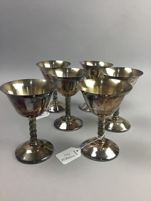 Lot 88 - A SET OF SIX CASA PUPO SILVER PLATED WINE GOBLETS