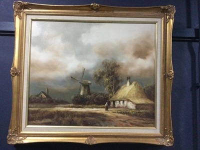 Lot 81 - A LOT OF FOUR FRAMED CONTINENTAL SCHOOL LANDSCAPE PAINTINGS