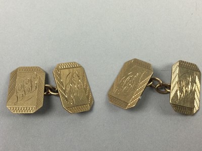 Lot 12 - A PAIR OF NINE CARAT GOLD CUFFLINKS AND OTHER JEWELLERY