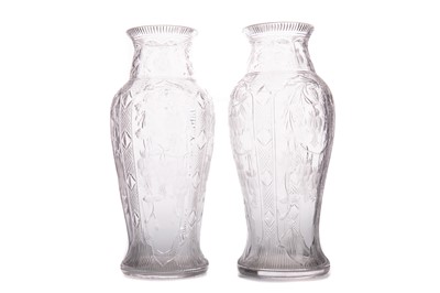 Lot 714 - A PAIR OF VICTORIAN CUT GLASS VASES