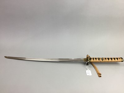 Lot 80 - A REPRODUCTION JAPANESE KATANA AND WAKIZASHI