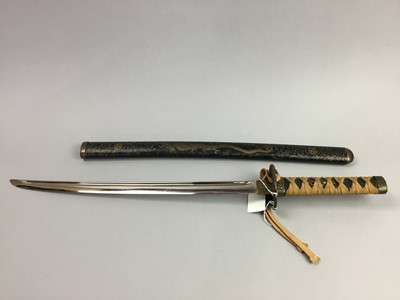 Lot 80 - A REPRODUCTION JAPANESE KATANA AND WAKIZASHI