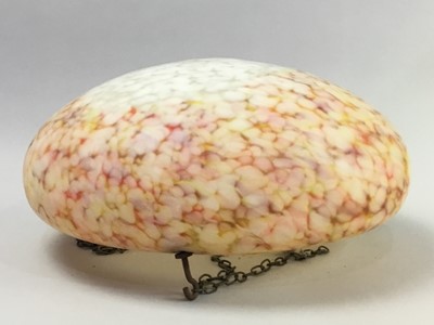 Lot 320 - A MOTTLED GLASS CEILING LIGHT SHADE AND ANOTHER CEILING LIGHT SHADE