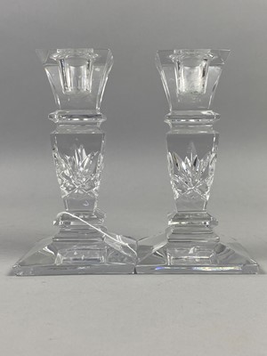 Lot 314 - A PAIR OF GLASS CANDLESTICLS AND OTHER CRYSTAL AND GLASS WARE