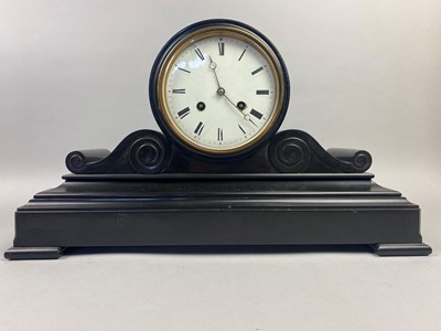 Lot 317 - A BLACK SLATE MANTEL CLOCK