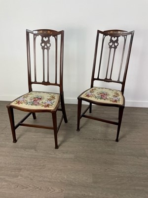 Lot 326 - A PAIR OF MAHOGANY BEDROOM CHAIRSAND SIX PAINTED LADDER BACK CHAIRS