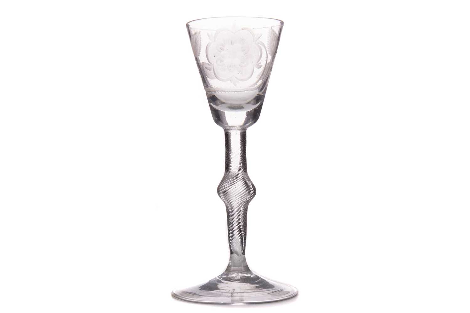 Lot 709 - AN 18TH CENTURY WINE GLASS OF JACOBITE SIGNIFICANCE