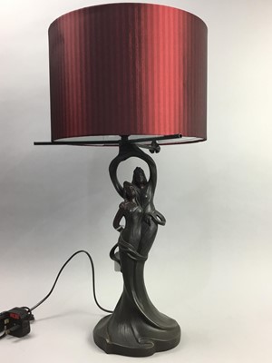 Lot 307 - A REPRODUCTION BRONZED FIGURAL TABLE LAMP AND ANOTHER LAMP