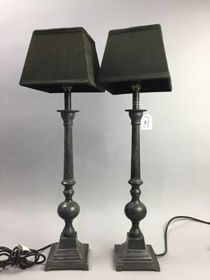 Lot 308 - A PAIR OF MODERN TABLE LAMPS AND A FIGURE OF A FEMALE