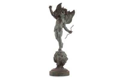 Lot 706 - A PATINATED METAL FIGURE OF EROS