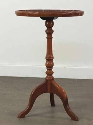 Lot 394 - A REPRODUCTION OVAL TABLE AND A WINE TABLE