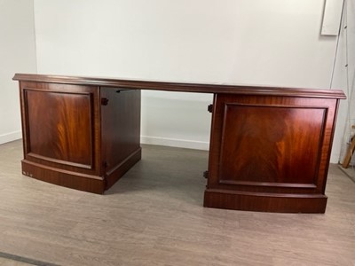 Lot 399 - A REPRODUCTION  CRESCENT SHAPED DESK