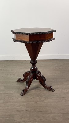 Lot 402 - A VICTORIAN MAHOGANY OCTAGONAL SEWING TABLE