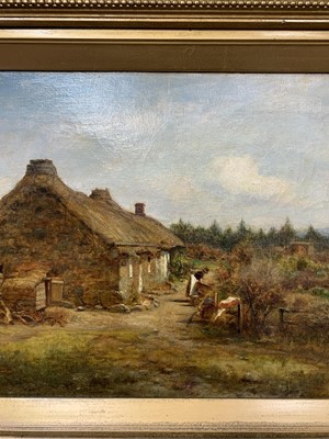 Lot 390 - COTTAGE NEAR EDZELL, AN OIL BY ALLEN RAMSAY