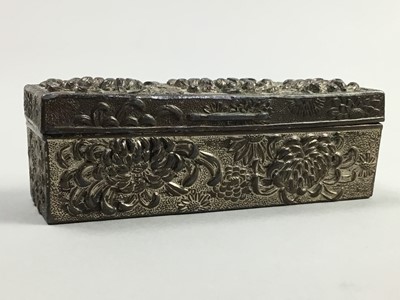 Lot 344 - AN EARLY 20TH CENTURY JAPANESE WHITE METAL PLATED RECTANGULAR BOX