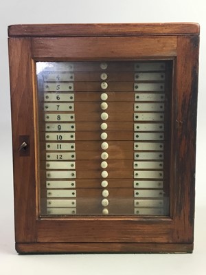 Lot 362 - A PAIR OF TABLETOP COIN CABINETS AND A SPECIMEN CABINET