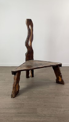 Lot 379 - A BURNT WOOD CHAIR