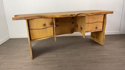 Lot 382 - A CONTEMPORARY OAK MONKEY PUZZLE DESK AND CHAIR