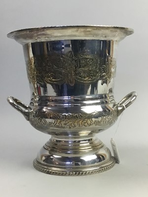 Lot 471 - A PLATED DOUBLE HANDLED WINE COOLER