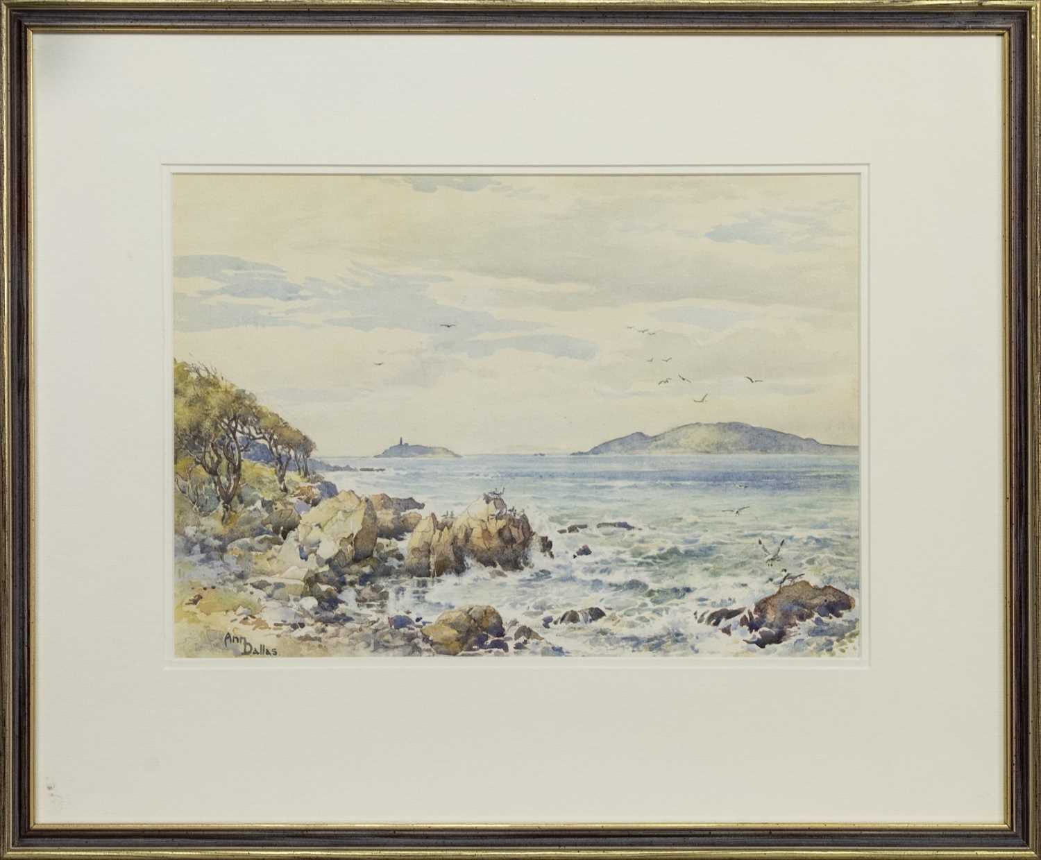 Lot 7 - ROSS ISLAND AND THE DEE ESTUARY, A WATERCOLOUR BY ANN DALLAS