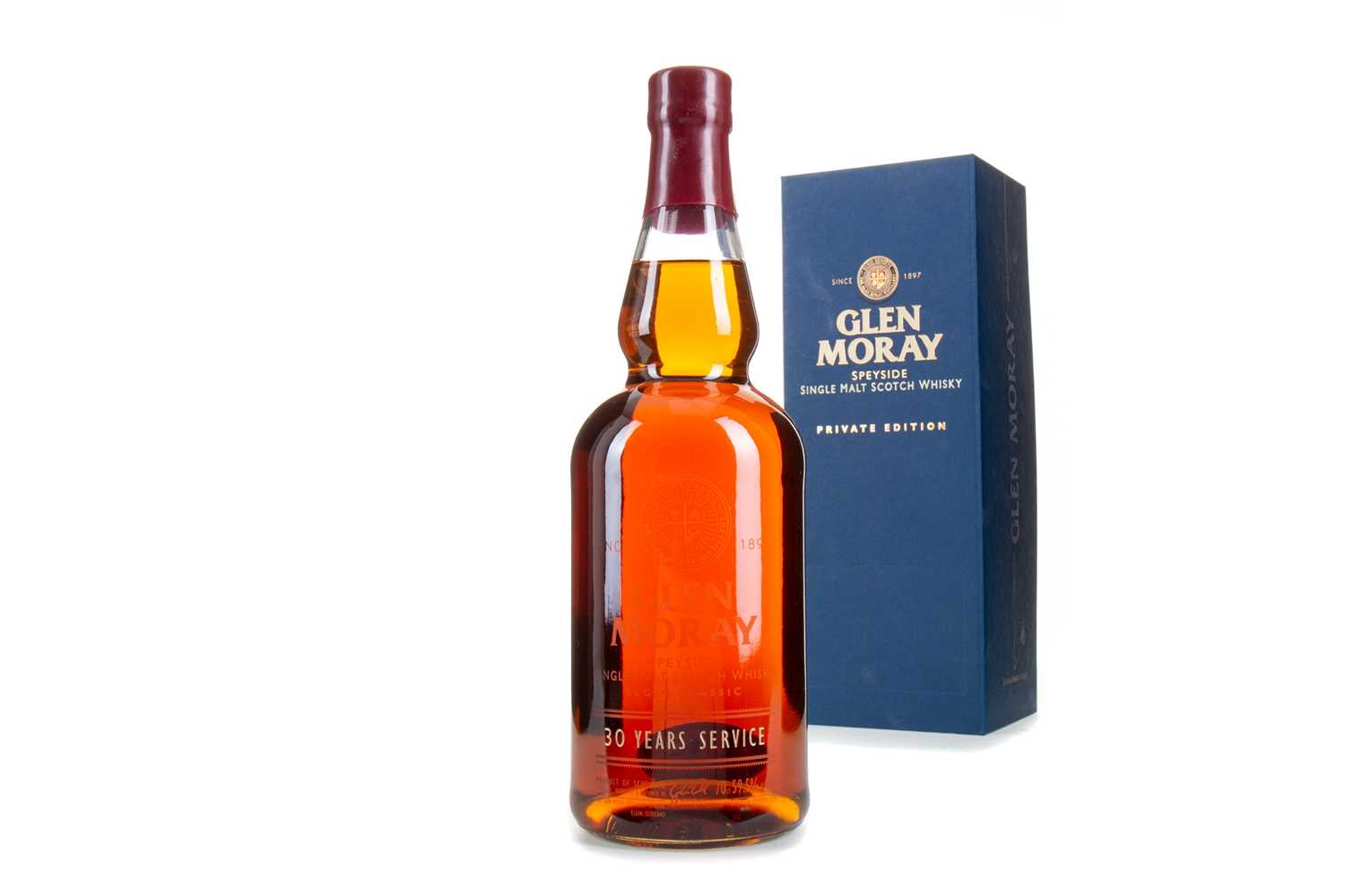 Lot 87 - GLEN MORAY PRIVATE EDITION STAFF BOTTLE TO MARK 30 YEARS SERVICE